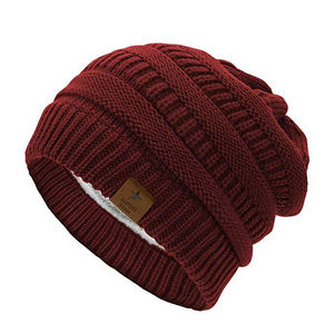 En gros femmes hiver chaud tricoté crâne Slouchy sans manchette doublé polaire CC Beanie chapeau unisexe respirant boonie Logo personnalisé - Product Image 4