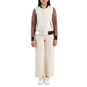 Chaqueta Universitaria Personalizada para Mujer, Estilo Urbano, Chaqueta Universitaria de Alta Calidad con Mangas de Cuero para Invierno - Product Image 4