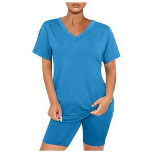 Wholesale Custom Made OEM Solid Casual Two Piece Shorts <b>Set</b> Women's Short Sleeve Shirts & Shorts <b>Twin</b> <b>Set</b> 100% Cotton Breathable - Product Image 6