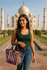 Nylon Recycled Woven PP Eco-friendly <b>Reusable</b> Striped <b>Shopping</b> <b>Bags</b> Sustainable Polypropylene Plastic Made India Customized Size - Product Image 3
