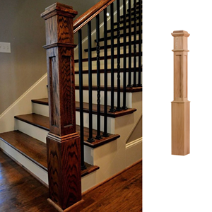 EFS Viet Nam Factory's Premium Quality 4091FP Caja imprimada de madera de álamo Newel Post Flat Panel Detail Escalera de madera maciza Nueva llegada - Product Image 6