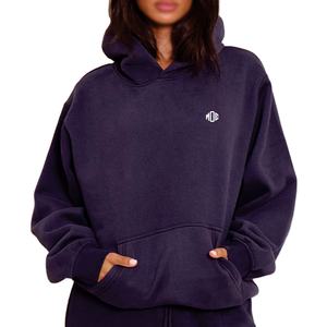 Sweat-shirts à capuche en molleton uni surdimensionnés brodés personnalisés pour femmes Vente en gros OEM ODM Marque privée Streetwear Vêtements américains - Product Image 1