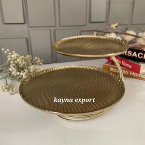 Support à gâteau en aluminium fait main, design à rayures décoratives, certifié CE, logo personnalisé, lavage à la main uniquement, pour la décoration de buffet de mariage - Product Image 3