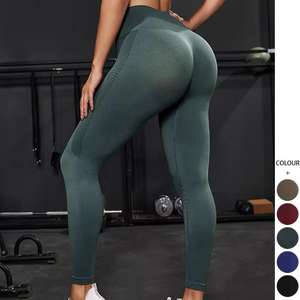 Women's High Waist Seamless Spandex/<b>Nylon</b> Eco-Friendly Gym Tights Scrunch Butt Yoga Pants Custom Logo Solid Yoga <b>Leggings</b> - Product Image 6