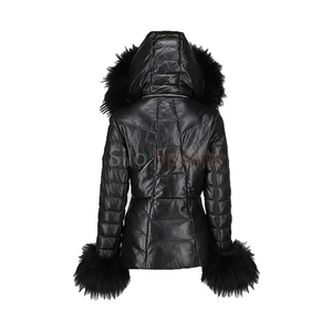 Chaqueta de Cuero Negra para Hombre 2025 OEM, con Capucha y Ribete de Piel, Diseño Único, Alta Calidad, MOQ Bajo, Talla Grande, Chaqueta de Cuero Calefactable para Invierno - Product Image 5