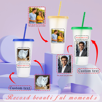 Gobelet réutilisable transparent en plastique de 24 oz avec paille et couvercle, tasses à café glacé personnalisables pour usage quotidien, fêtes et fournitures de café