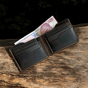 Elegant Handmade Genuine Leather Bi-Fold <b>Wallet</b> <b>Slim</b> RFID Blocking Purse with Custom Logo Open Short Foldable BFW-0125 - Product Image 1