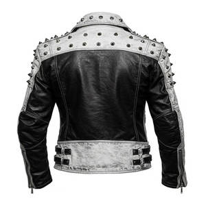 Veste en cuir enduit pour homme, personnalisable, coupe-vent, col montant, écologique, vintage, hiver, poches avant, fausse fourrure - Product Image 2