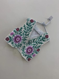 Suzani Embroidered Velvet Vest Boho Floral Waistcoat Christmas Outfit Statement Vest Open Front Vest <b>Hippie</b> Vest Gift For Wife - Product Image 2