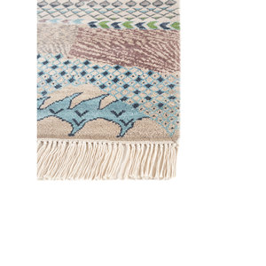 Tapis Manchaha en laine et soie de bambou noué à la main, 10 mm, rectangulaire, pour couloir, design abstrait fait main, patchwork - Modèle Les-2511 pour la maison - Product Image 4