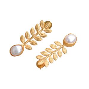 Pendientes de Latón de Moda al por Mayor, Perla Genuina, Cristal Curativo, Chapado en Oro de Alto Pulido, Hipoalergénicos, Seguros de Usar, Venta al por Mayor - Product Image 4