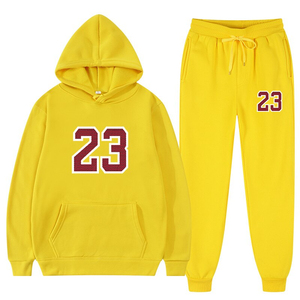 Top Fashion Mens Pullover Sudadera con capucha y pantalones Conjuntos OEM Sólido 100% Algodón Fleece Su propia marca Nombre y números Conjuntos de chándales deportivos - Product Image 2