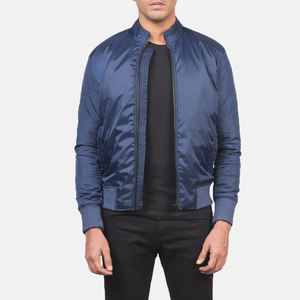 Chaqueta de bombardero de hombre OEM chaqueta de poliéster resistente al agua personalizada con ribete acanalado - Product Image 1