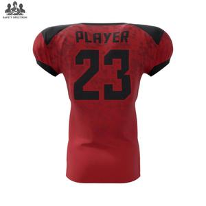 Nouveaux ensembles d'uniformes de football américain personnalisés et bon marché, respirants, grandes tailles, avec manches courtes, maillot imprimé 100% polyester, séchage rapide - Product Image 4