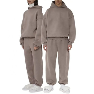 Survêtement décontracté d'hiver en polaire 100% polyester respirant personnalisé 2025, sweat-shirt à capuche et pantalon de jogging uni, fitness - Product Image 1
