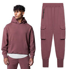 Conjunto de chándal liso para hombre y mujer, ropa informal unisex transpirable con estampado de soplo personalizado, vintage, lavado ácido, en blanco, de gran tamaño - Product Image 6