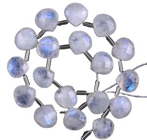 18 piezas de piedra de luna de arcoíris Natural, forma de corazón facetado, Briolette brillante azul increíble, cuentas genuinas de alta calidad - Product Image 1