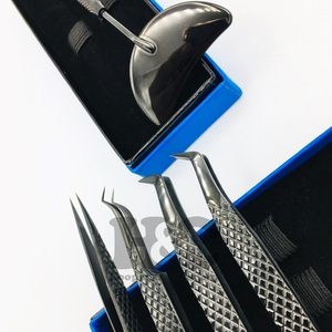 แหนบต่อขนตาสแตนเลสสีดำพร้อมฉลากส่วนตัวดีไซน์ที่ยั่งยืน - Product Image 1