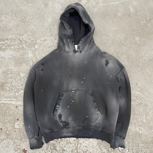 Personalizado 100% algodón francés Terry Fleece pulóver sudaderas con capucha de gran tamaño 400 Gsm hombro caído Boxy Fit en relieve potasio lavado sudaderas con capucha - Product Image 5