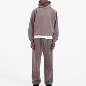 Vente en gros de survêtements d'hiver pour hommes, streetwear personnalisé, en molleton de coton uni, coupe régulière, pantalon de survêtement évasé, ensembles de sweat-shirts respirants et rapides - Product Image 6