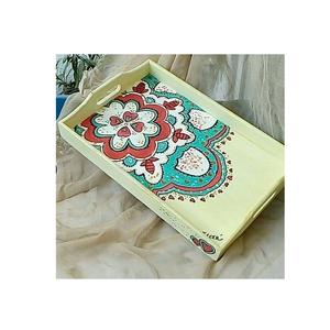 ถาดไม้อะคาเซียตกแต่งทำด้วยมือหรูหราแบบอินเดียเป็นมิตรกับสิ่งแวดล้อมทนทานปลอดสารพิษรูปแบบของแข็งที่มีสีสัน - Product Image 1