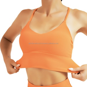 Chaleco deportivo a rayas de Color sólido, sin anillo de acero, conjunto de sujetador de Yoga sin costuras para niñas, ropa interior de talla grande para Fitness, correr, correa cruzada - Product Image 3
