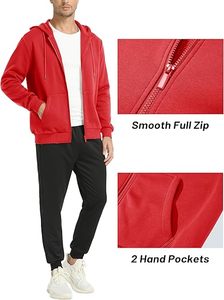 Sweat à capuche zippé en molleton de coton style moderne, épais, chaud, coupe ample, mode urbaine - Product Image 3