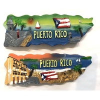 Ensemble de 2 aimants de réfrigérateur en résine, drapeau de Porto Rico Boricua, Ancien San Juan, Plage, Île, Souvenirs en gros de Porto Rico