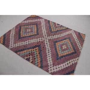 Tapis vintage 4,4x5,4 pieds, tapis d'inspiration turque, tapis camouflage bleu et rouge - Product Image 2