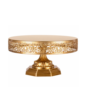 Support rond de gâteau de mariage en métal d'or de fonte d'AluminumAntique - Product Image 6