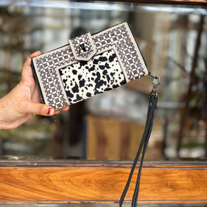 Nouveau Western élégant cuir de vachette usiné fourrure cuir bracelets embrayages femmes conçu sac à main vente chaude en cuir usiné portefeuilles uniques - Product Image 1