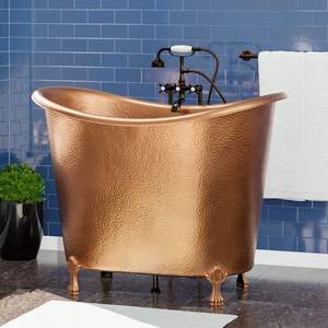 Bañeras de cobre antiguas únicas con diseños martillados a mano y acabados de primera calidad para baños clásicos y elegantes - Product Image 2