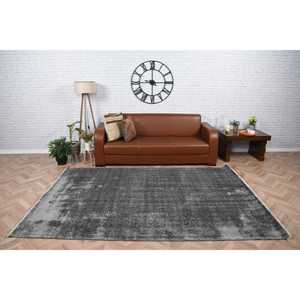 Tapis turc, tapis vintage 5,7x8,6 pieds, tapis en laine rayé gris et blanc - Product Image 2