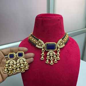 Ensemble de collier ras du cou de qualité supérieure, finition luxueuse, idéal pour les soirées, les mariages, les occasions festives, magnifique ensemble de bijoux de mariée - Product Image 4