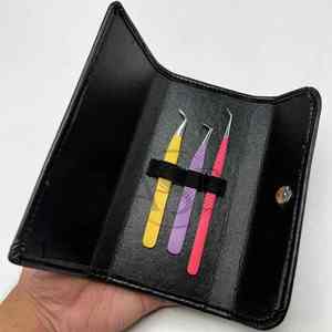 Pince à cils en acier inoxydable durable avec logo personnalisé solide adhérence 90 65 degrés pointu couleur personnalisée sans fibres professionnel - Product Image 2