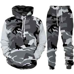 Haute qualité 3D imprimé hommes à capuche pantalon ensembles Camouflage vêtements de sport décontractés surdimensionné pull chaud Streetwear pour printemps automne - Product Image 2