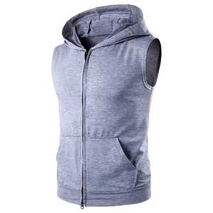 Wholesale OEM Premium Customized <b>Hoody</b> High Quality Cotton/polyester Raw Across Back Boxy Fit Sleeveless <b>Gym</b> Track <b>Hoodies</b> - Product Image 2