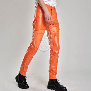 Pantalon en cuir pour hommes fabriqué en usine Meilleure qualité en cuir Léger Style décontracté Offres Spéciales en gros Motif droit - Product Image 2