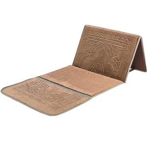 Vente en gros de tapis de prière vente chaude Ramadan tapis de prière pliable musulman islamique couleur unie tapis de prière pliable en relief reste dos - Product Image 1