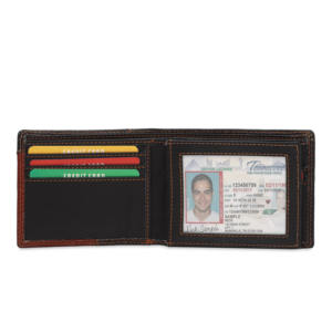 Cuir de vache porte-cartes de crédit en cuir véritable Vintage hommes portefeuille Crazy Horse en cuir véritable portefeuille à deux volets - Product Image 4