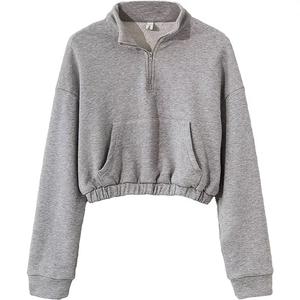 GAF, venta al por mayor, recién llegado, Top corto con media cremallera, sudaderas con capucha de manga larga para mujer, ropa de calle con cuello, sudaderas con capucha para mujer - Product Image 4
