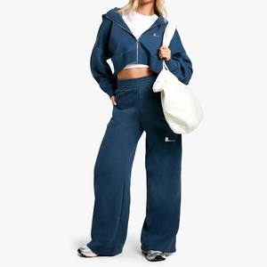 Vintage Acid Wash Haute Qualité 2 en 1 Heavyweight Winter Sweat à capuche zippé pour les femmes 100% coton - Product Image 3