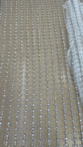 Nouveau tissu vêtements de fête et de mariage tissu de dentelle perlée en cristal d'argent perlé nouveau produit fournisseur de tissu de dentelle de paillettes de maille de tulle - Product Image 4