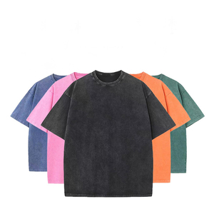 Vente en gros T-shirt délavé à l'acide Streetwear t-shirts hip hop en pierre avec logo personnalisé t-shirt vintage surdimensionné - Product Image 1