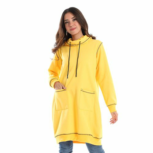 Sweat à capuche 100% coton respirant en vrac écologique sur mesure pour femmes Sweat à capuche allongé pour l'hiver - Product Image 1