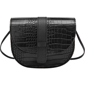 Bolso bandolera con estampado de cocodrilo negro y correa con hebilla, diseño minimalista para mujer - Product Image 1