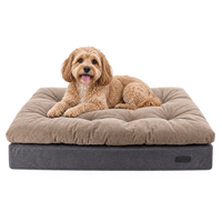 Matelas pour chien rectangulaire en tissu simili daim taupe et gris foncé avec coussin capitonné Yangyangpet