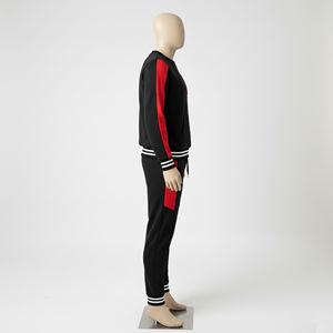 Conjunto Deportivo Informal de Invierno para Hombre, Cuello Redondo, Negro, Rojo y Blanco, 2024, Personalizado, de Algodón, Corte Regular - Product Image 4