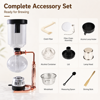 Cafetière Siphon en Verre Borosilicate Or Rose, 3 et 5 Tasses, avec Brûleur à Alcool – Vente en Gros