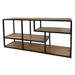 Contemporary Traditional Workshop Bookcase Portable Offset Shelves Creative Geometric Open <b>Storage</b> Black Steel Structure School - Product Image 2